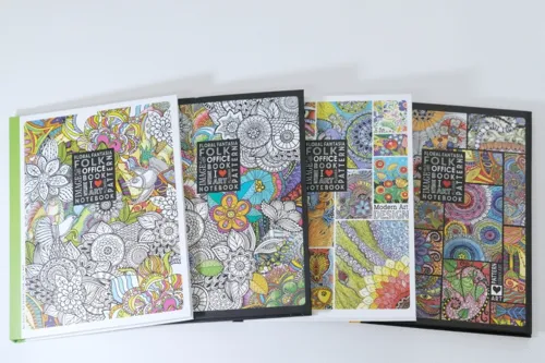 Designová záznamní kniha Fresh, tvrdé desky, formát A5, 80listů, čtvereček - mix motivů 3