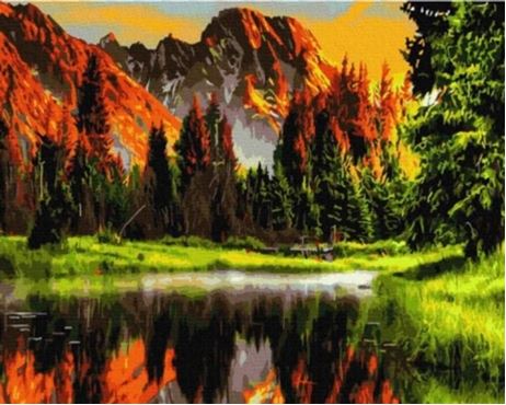 Malovaní na plátno podle čísel 40x50cm - Hory u jezera