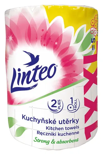 Kuchyňské utěrky Linteo XXL, 1 role, bílé, 2-vrstvé, 50m