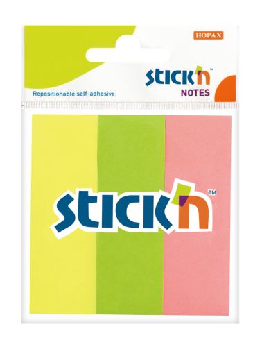 Samolepicí značkovací bloček Stick'n mix neonových barev, 76 x 25 mm, 3ks