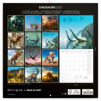 Nástěnný kalendář poznámkový 2027 Notique Dinosauři, 30 x 30 cm (14)