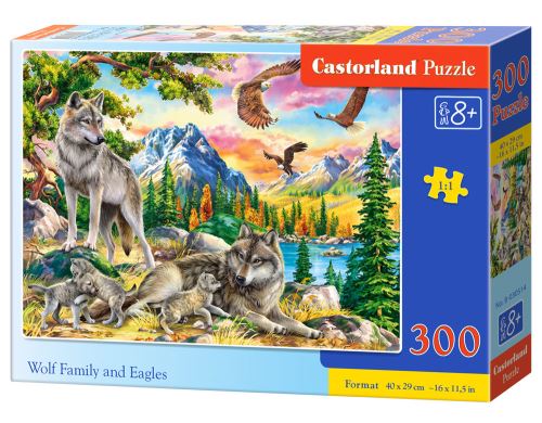 Puzzle Castorland 300 dílků - Vlčí rodinka a orli