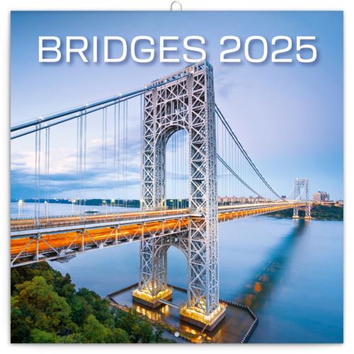 Nástěnný poznámkový kalendář Presco Group 2025 - Mosty, 30 x 30 cm - BEZ ČEŠTINY