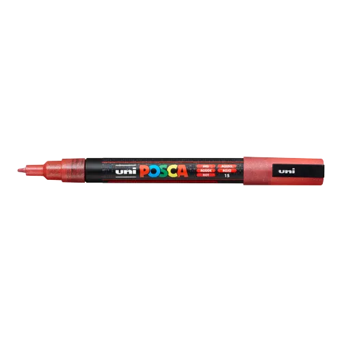 Dekorační popisovač Posca PC-3ML, 9 - 1,3 mm, třpytivě červená (L15)