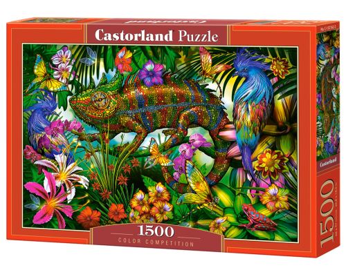 Puzzle Castorland 1500 dílků - Soutěž barev - zelený chameleon