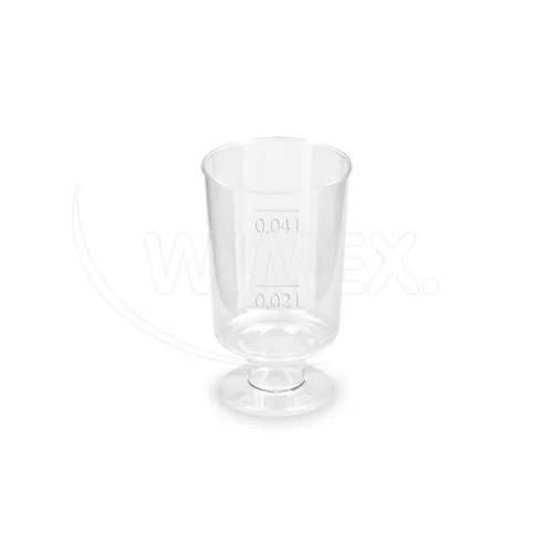 Kelímek krystal PS na stopce Ø38mm 2cl/4cl, 20 ks