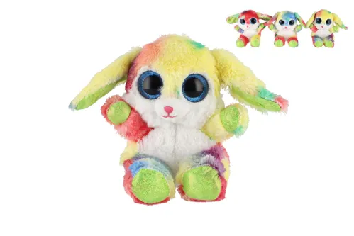 Plyšový zajíc sedící 15 cm - duhový