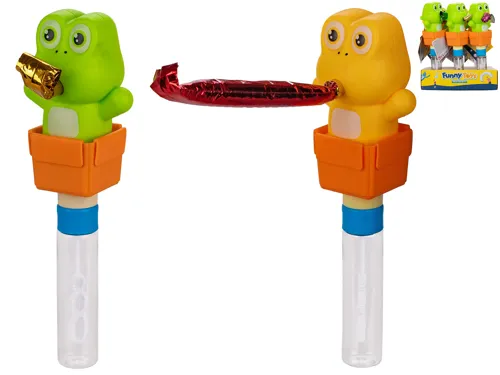 Bublifuk žába 22,5 cm s párty frkačkou - mix barev
