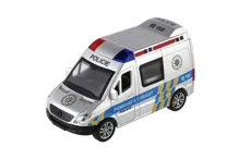 Auto policie dodávka s otevíracími dveřmi 15 cm na setrvačník se světlem a zvukem (4)