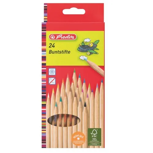 Pastelky šestihranné přírodní Herlitz, 24 barev