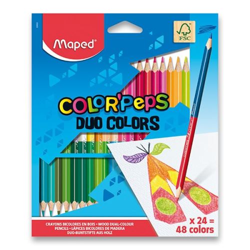 Pastelky oboustranné Maped Color´Peps Duo - 24ks, 48 barev