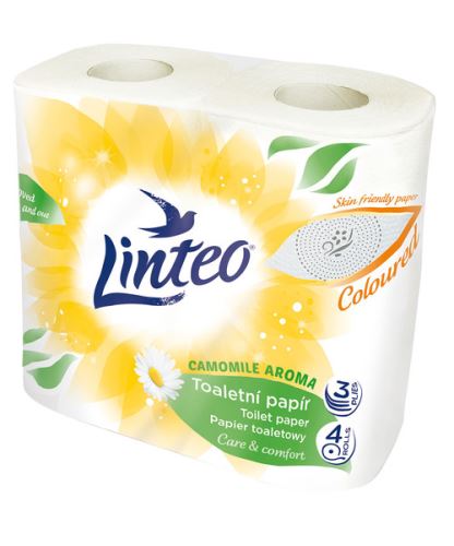 Toaletní papír Linteo Heřmánek, 4 role, bílý, 3-vrstvý