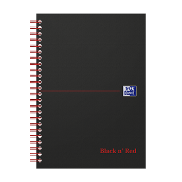 Levně Blok spirálový Oxford Black n’Red Notebook A5/70 listů linka, černý