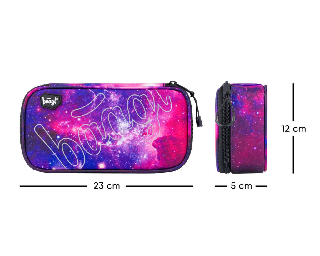 Rozměry pouzdra BAAGL Skate Galaxy – 23 × 12 × 5 cm
