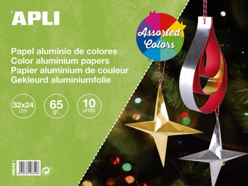 APLI metalický papír, 32 x 24 cm, blok 10 listů, mix barev
