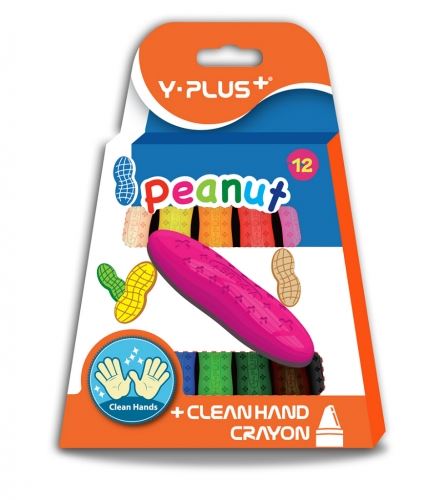 Pastelky plastové pro děti Y-PLUS PEANUT - sada 12 barev