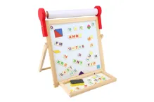 Oboustranná magnetická tabule dřevěná 33 × 33 cm s rolí papíru (4)