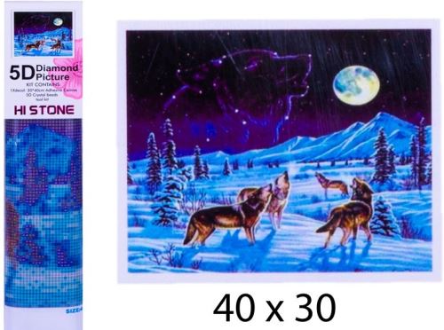 Diamantový obrázek 30x40cm - Vlci v zimě