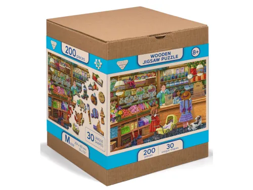 Dřevěné puzzle M 25,4x18,2 cm - Obchod, 200 dílků