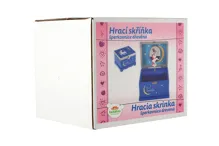 Dřevěná hrací skříňka šperkovnice na natažení s odklápěcím vrchem - jednorožec, modrá (1)