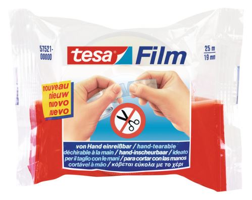 Lepicí páska TESA, rukou trhatelná, 25 m x 19 mm, transparentní