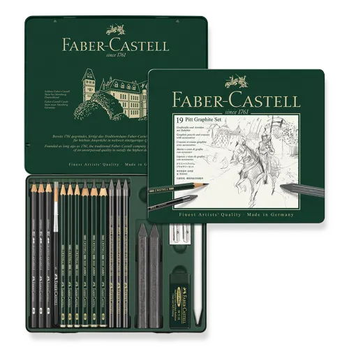 Umělecká sada grafitových tužek s příslušenstvím Faber-Castell Pitt Graphite, 19ks