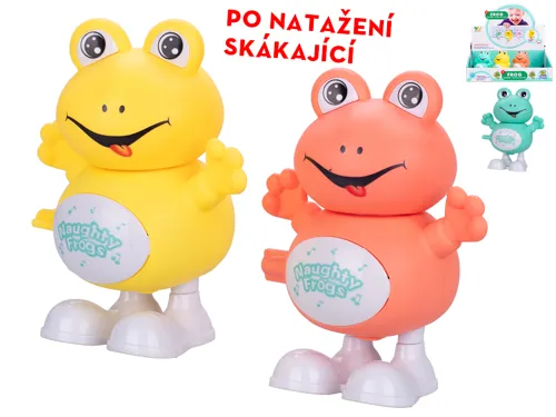 Žába 9,5 cm skákající po natažení - mix barev