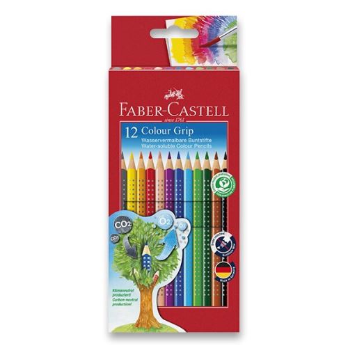 Pastelky trojhranné Faber-Castell GRIP 2001, 12 barev