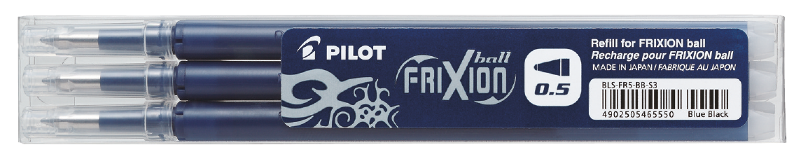 Levně Sada 3 ks náplní Pilot FriXion Ball, tenký hrot F 0,5mm - modročerná