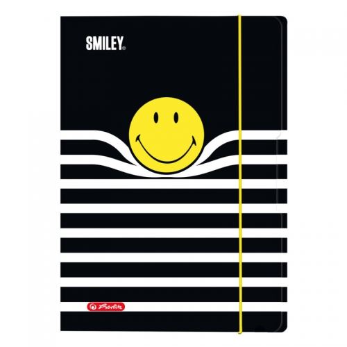 Desky s gumičkou a 3 chlopněmi Herlitz A4 SmileyWorld Black/Yellow Stripes