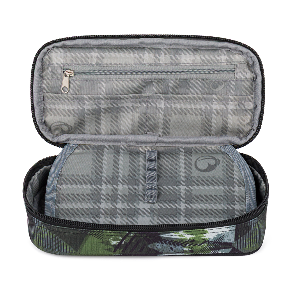 Otevřený penál Bagmaster Case Bag 26 A – viditelná přepážka s gumovými úchyty a zipová kapsička na víku