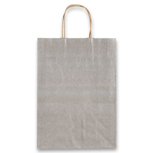 Papírová taška Allegra stříbrná 16x8x21 cm velikost XS - kroucené papírové ucho