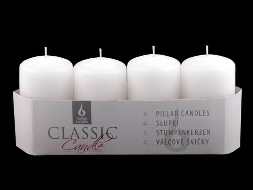 Adventní svíčky Bartek klasické válec 40x70, 4ks - bílá