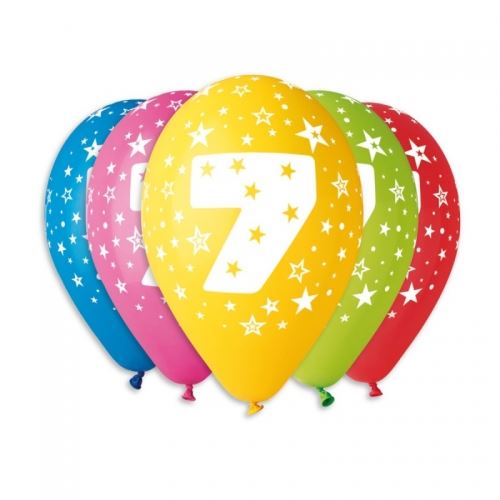 Balónky nafukovací průměr 30cm – potisk číslice "7", 10ks