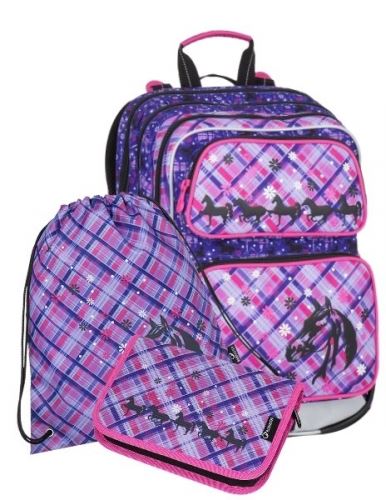 Bagmaster - Sada pro školačku GALAXY 7 B SET Violet/Pink (batoh,penál,sáček na přezůvky) + gumovací pero Pilot Frixion