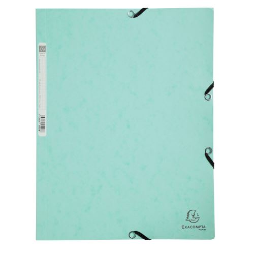 Spisové desky 3klopové s gumičkou Exacompta Pastel, A4 maxi, prešpán, 400 g/m2, zelené