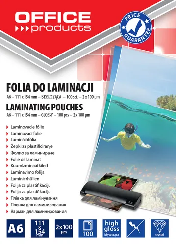 Laminovací fólie Office Products A6 2x100mic., lesklé, 100ks