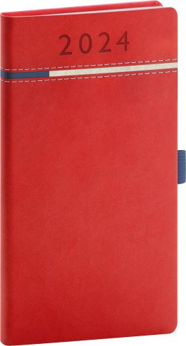 Týdenní diář kapesní Presco Group 2024 - Tomy červeno-modrý, 9 × 15,5 cm