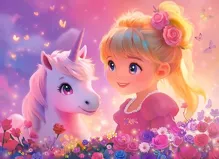 Puzzle Castorland 100 dílků premium - Princezna s jednorožcem (1)