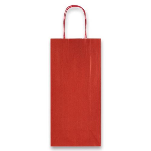 Papírová taška Allegra rubínová 14x8,5x39 cm na láhev - kroucené papírové ucho