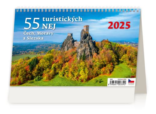 Stolní kalendář 2025 Helma - 55 turistických NEJ Čech, Moravy a Slezska