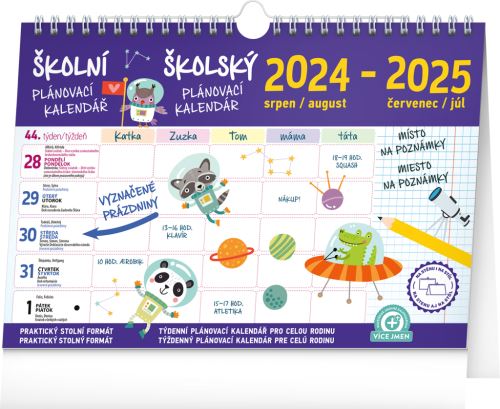 Školní plánovací kalendář Presco Group s háčkem 2025, 30 × 21 cm
