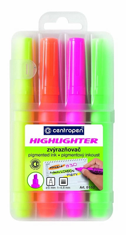 Levně Zvýrazňovač Centropen 8552 - sada 4ks