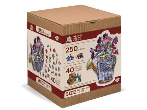 Dřevěné puzzle L, 250 dílků - Konev s květinami