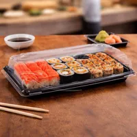 Miska na Sushi + víčko (PP/rPET) černá + průhledné 217 x 136 x 45 mm, 50 sad (2)