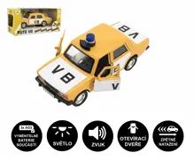 Policejní auto VB kovové 12 cm na zpětné natažení se světlem a zvukem