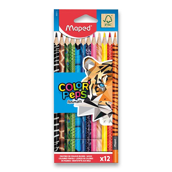 Levně Pastelky Maped Color'Peps Animals - 12 barev
