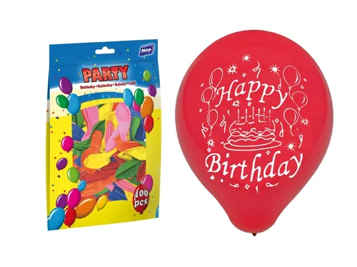 Balónek M standard 23cm Happy Birthday mix