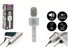 Mikrofon karaoke Bluetooth s USB kabelem - stříbrný