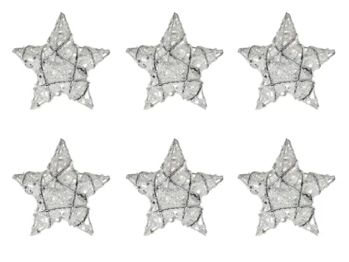 Hvězdičky bílé vánoční vánoční set 7,5cm/6ks R4589/white